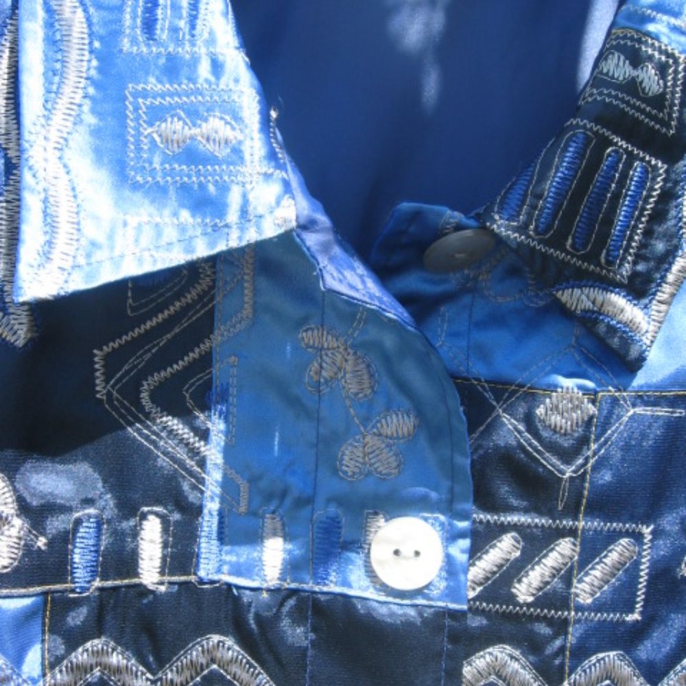 Blue Patchwork Embroidered Lightweight Jacket - image 4